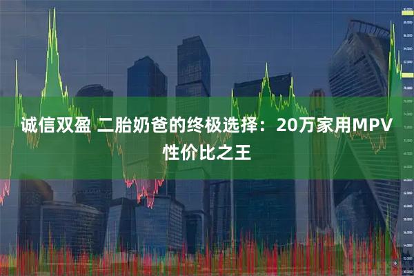 诚信双盈 二胎奶爸的终极选择：20万家用MPV性价比之王
